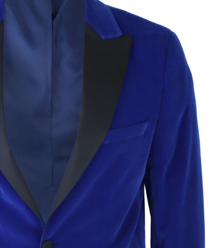 Mens Blue Velvet Dinner Tuxedo Suit Jacket Blazer