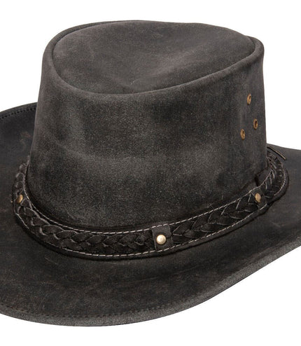 Cowboy Aussie Real Leather Hat Australian Black Western Outback Bush Hat