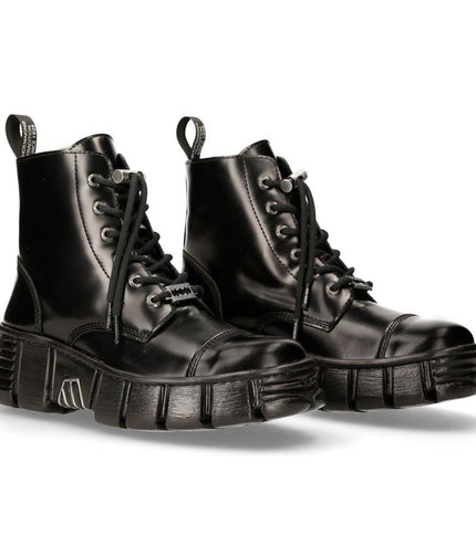 New Rock Leather Gothic Biker Ankle Boots- M-WALL005N-C6