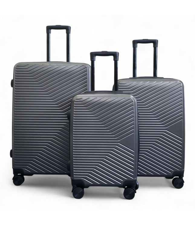 Junee Set of 3 Hard Shell Suitcase in Charcoal Grey