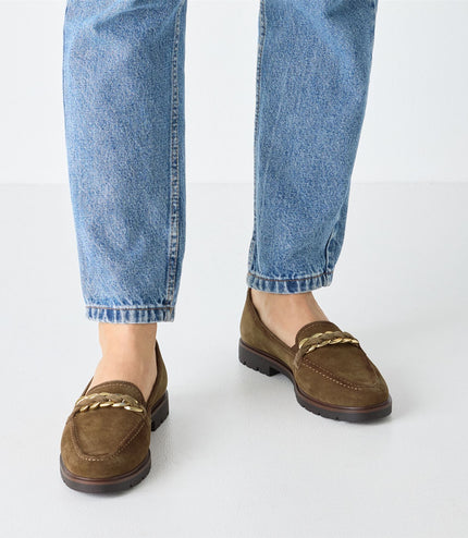 Tamaris Womens Camel Brown Suede Leather Loafers Shoes
