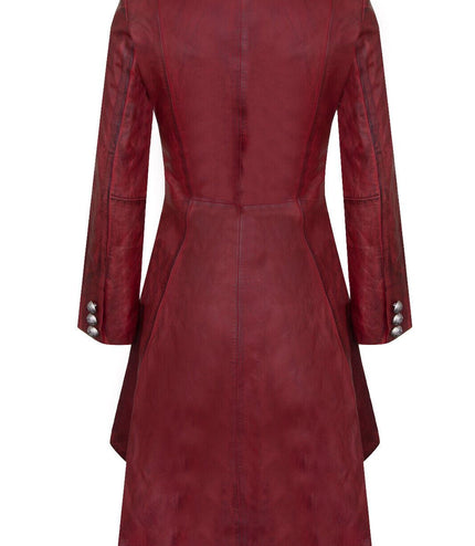 Womens Gothic Victorian Coat-Accra - Burgundy