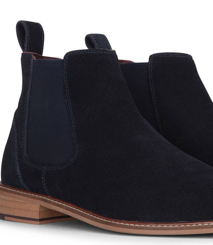 London Brogues Men's Navy Blue Suede Leather Slip-On Chelsea Ankle Boots