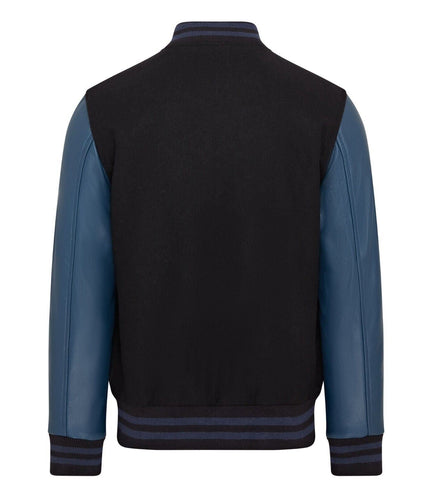 Letterman Baseball Wool Leather Varsity Bomber Jacket - Genoa - Black/Blue