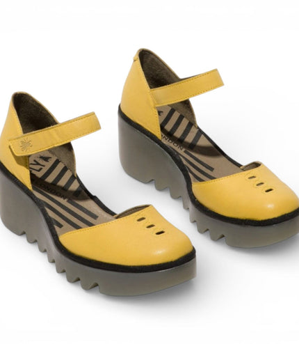 Fly London Women's Yellow BISO305FLY Suede Leather Wedge Sandals