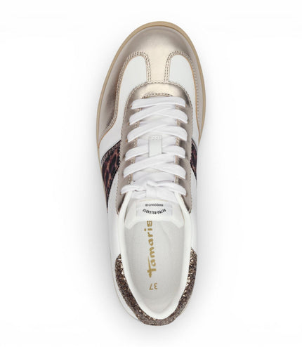 Tamaris Women's White Leopard Leather Trainers Sneaker Shoes
