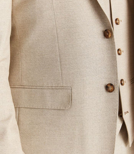 Men's Beige Lightweight Stitched Lapel Blazer