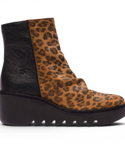 Fly London Women’s Black Tan Suede Leather Wedge Heel Platform Ankle Boots - BAAN538