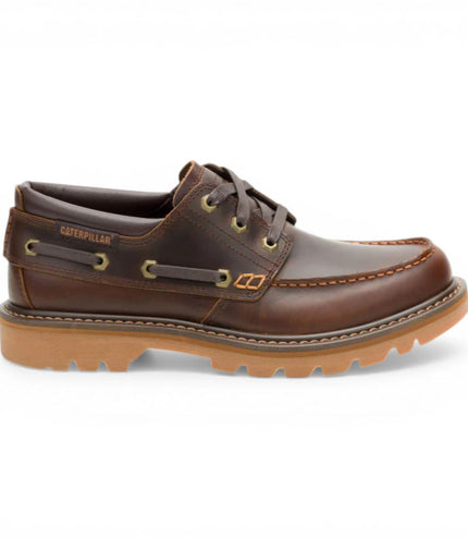 CAT (Caterpillar) Mens Tan Brown Leather Low-Cut Boots - Colorado Boat Lo