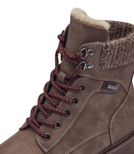 Tamaris Women’s Taupe Warm Lace-Up Winter Outdoor Ankle Boots - 26266-43