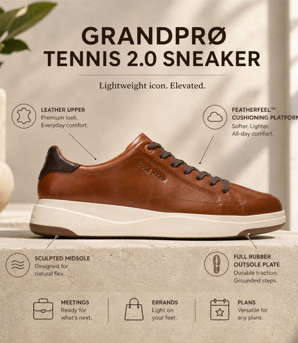 Cole Haan Men's GrandPro Luxe Mile Trainer Brown Leather Sneakers - C42753