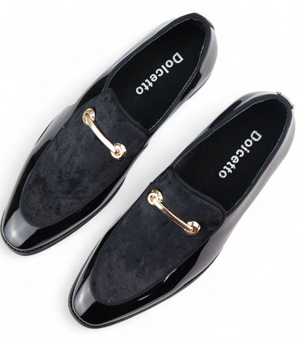 Men’s Smart Black Loafers Leather Lined Velvet Slip-On Shoes
