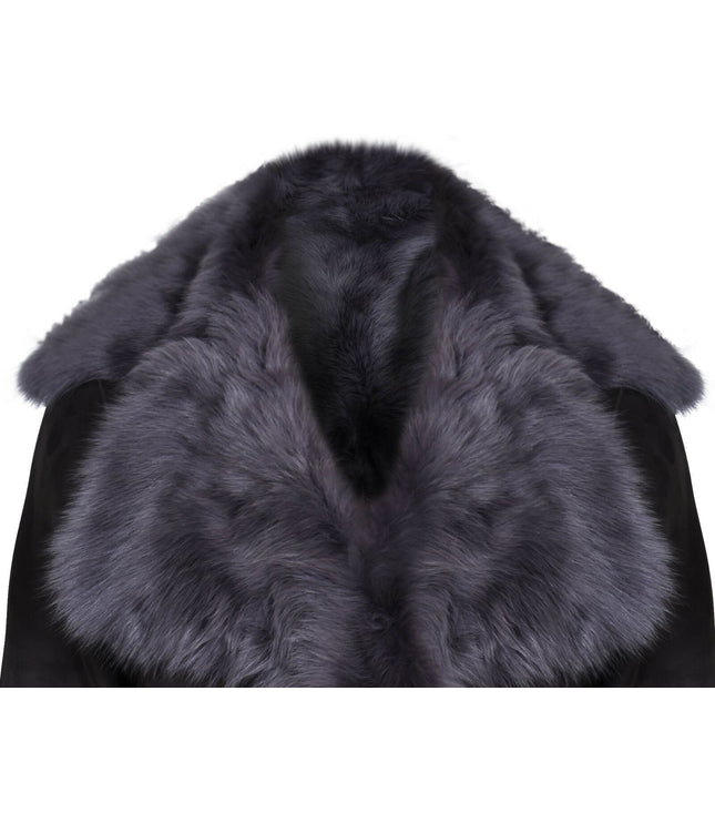 Womens Toscana Sheepskin Suede Trench Coat-Tbilisi - Grey