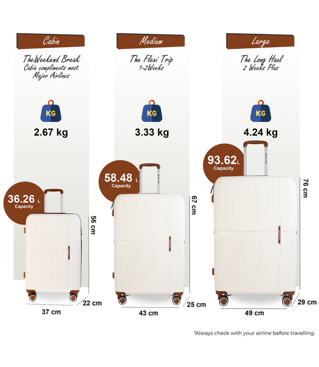 Corowa Set of 3 Hard Shell Suitcase in White