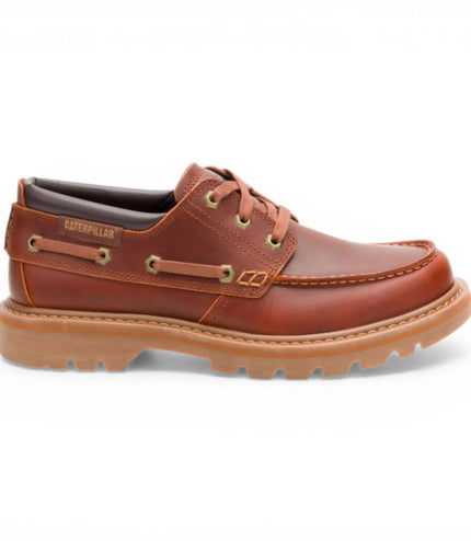 CAT (Caterpillar) Mens Dark Russet Brown Leather Low-Cut Boots - Colorado Boat Lo