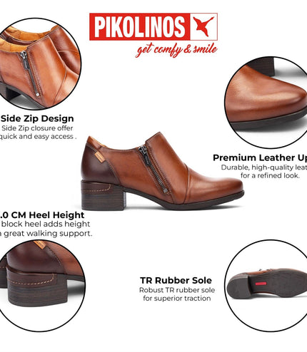 Pikolinos Women's Brown Leather Low Heel Shoes - Malaga