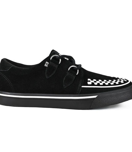 TUK Pointed Creeper Sneaker Black White Suede Platform Shoes - A9182