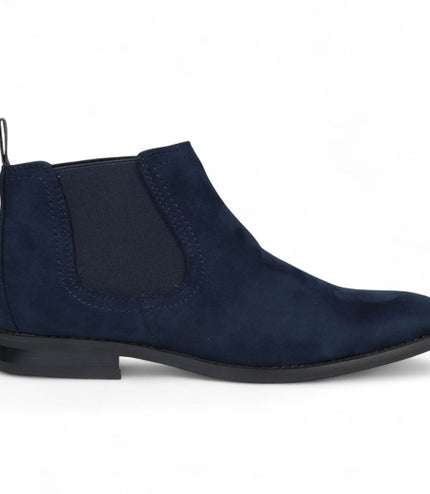 Men's Navy Suede Chelsea Boots Real Leather Lined Slip-On