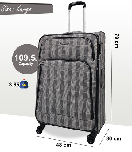 Ashbourne Large Soft Shell Suitcase in Stripe