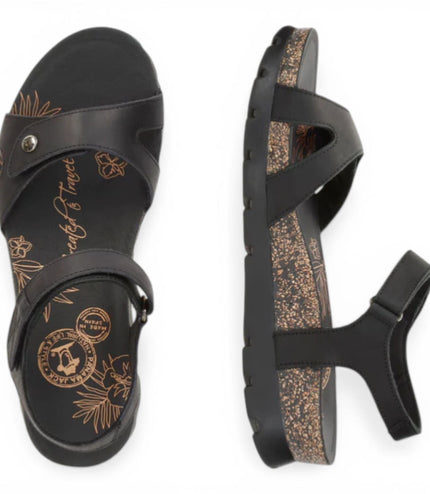Panama Jack Women's Wedge Black Leather Platform Sandals -  Sulia B2
