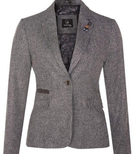 Womens Tweed 1920s Herringbone Grey Blazer