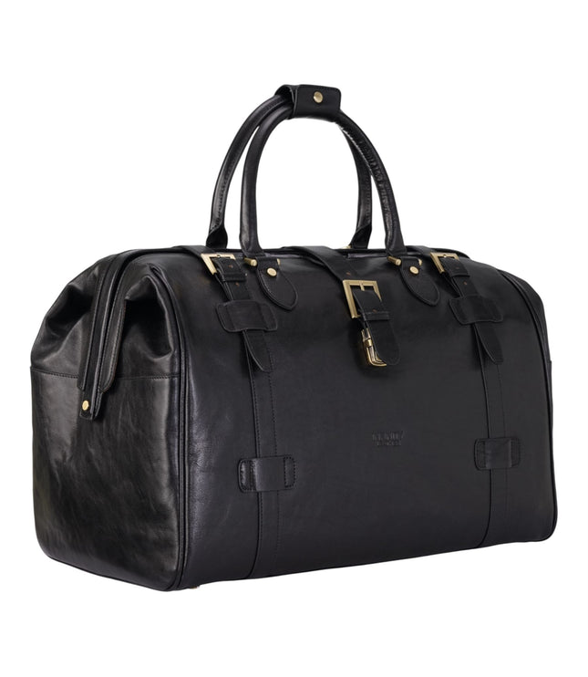 Genuine Leather Black Duffle Holdall Vintage Travel Gym Bag - Windsor
