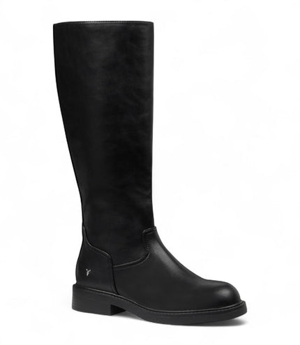 Windsorsmith Womens Black Fuax Leather Knee High Tall Boots - Blessing