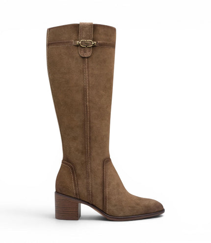 Tamaris Women’s Brown Suede Leather Riding Knee-High Heel Long Boots - 25576-47