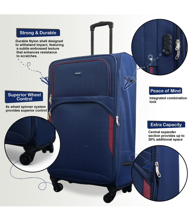 Gosford Set of 4 Soft Shell Suitcase in Navy Blue