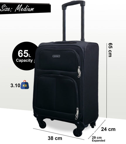 Tahara Medium Soft Shell Suitcase in Black