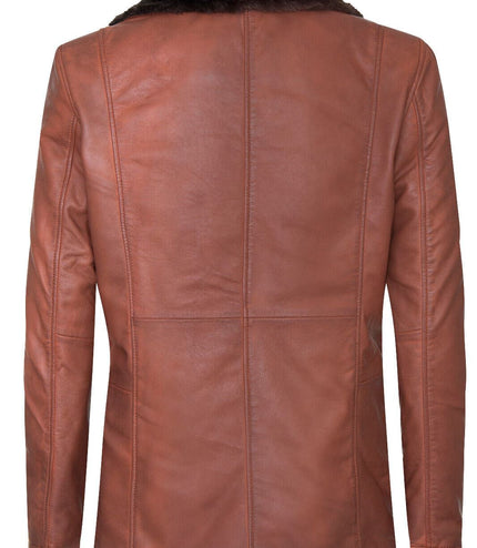 Men's Reefer Leather Blazer Jacket`- Pablo - Tan