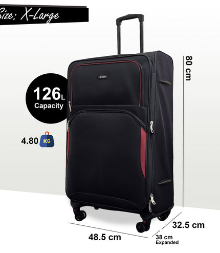 Gosford X-Large Soft Shell Suitcase in Black