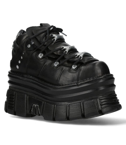 New Rock M-106-C178 Black Tower Gothic Punk Chunky Ankle Boots