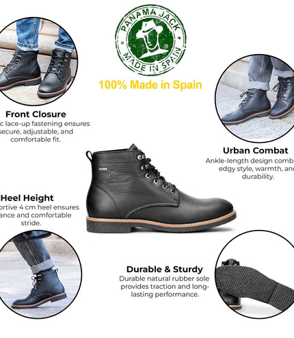 Panama Jack Men's Glasgow GTX C3 Black Waterproof Leather Ankle Boots