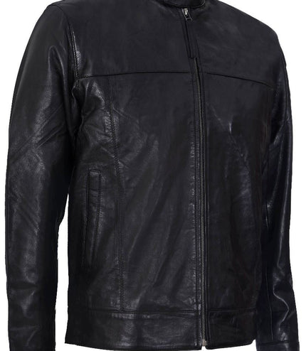 Mens Retro Leather Biker Jacket-Amsterdam