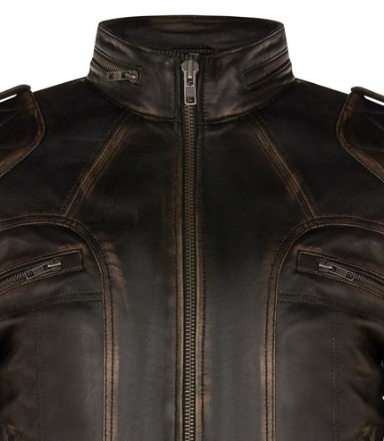 Mens Vintage Leather Racing Biker Jacket-Brooklyn