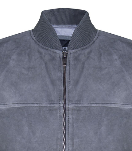 Mens Goat Suede MA-1 Bomber Jacket-Auckland - Grey
