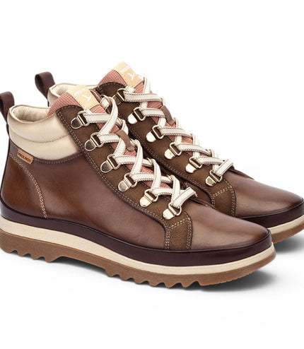 Pikolinos Women's Brown Leather Trainers Sneaker Winter Lace-up Boots - Vigo