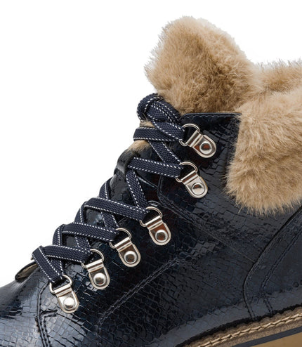 Tamaris Women’s Blue Faux Leather Warm Winter Ankle Boots - 26264-43