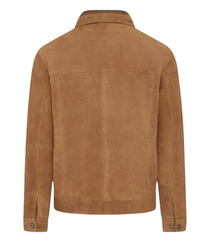 Mens Navy Goat Suede Leather Harrington Biker Jacket - Berlin