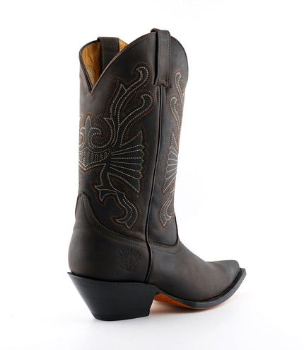 Grinders Brown Leather Western Cowboy Boots - Buffalo