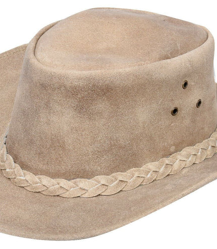 Australian Camel Western Style Cowboy Outback Real Suede Aussie Bush Hat