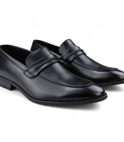 Men's Black Slip-On Loafers Leather Lined Smart Shoes
