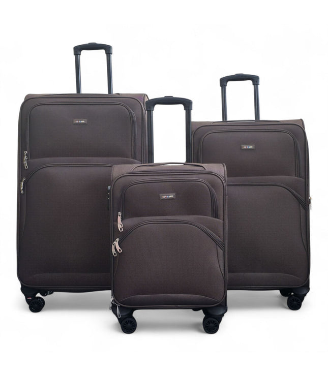 Gosford Set of 3 Soft Shell Suitcase in Brown