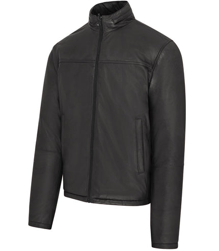 Mens Reversible Hooded Leather Jacket Premium Lambskin Napa - Black