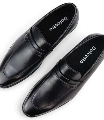 Men's Black Slip-On Loafers Leather Lined Smart Shoes