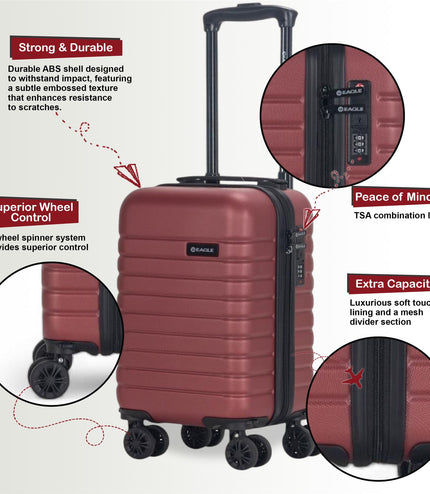 Koga Underseat Hard Shell Suitcase in Burgundy