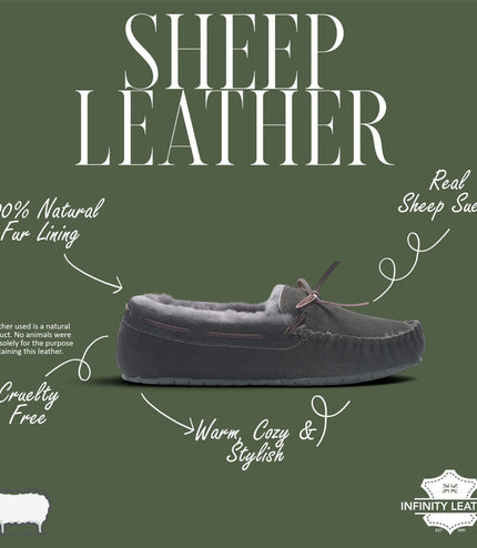 Men’s Olive Green Genuine Sheepskin Moccasin Winter Slippers - Flint