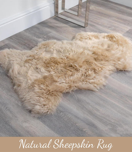 Genuine Mushroom Sheepskin Natural Silky Soft Fluffy Real Wool Rug