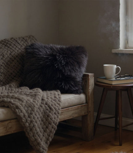 Genuine Sheepskin Chocolate Brown  40x40cm Real Wool Single Sided Cushion